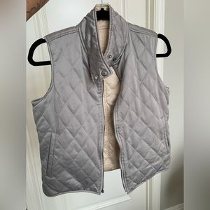 Lauren Ralph Lauren Women’s Reversible Vest Size S Full Zip Quilted Gray Cream